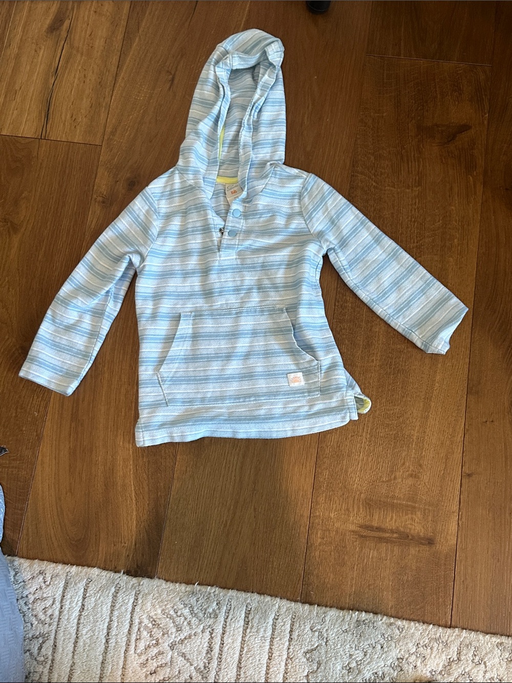 C&C California Kids Light Blue and White Striped Hooded Pullover